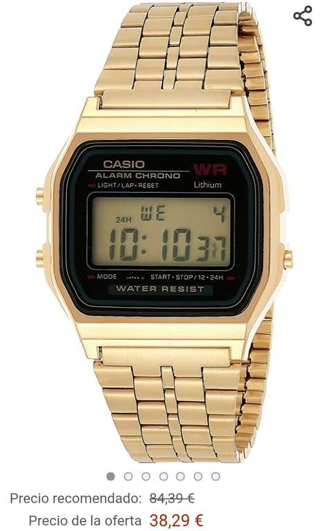 Amazon: Reloj Casio A159WGEA-1EF (El de correa completamente dorada)