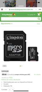 Bodega Aurrerá La microSD Canvas Select Plus de Kingston 128GB