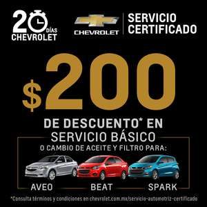 Servicio Certificado | $200 de descuento Servicio Chevrolet