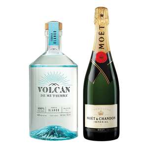 Vinos América: Tequila Volcán de mi Tierra blanco 750 ml + Champagne Moët & Chandon Brut 750 ml