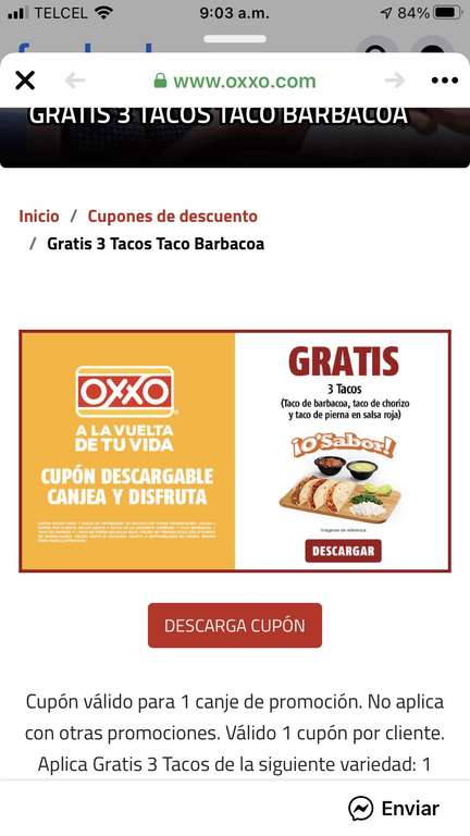 Oxxo: Cupón para 3 Tacos GRATIS varias ciudades