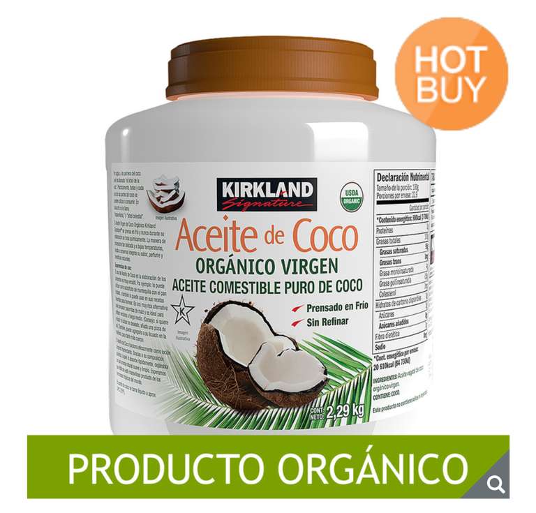 COSTCO: Aceite De Coco Orgánico Virgen Kirkland Signature 2.48 L