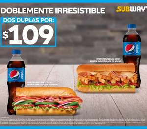 Subway: Sub Cordon Bleu 15 cm + Sub Italiano B.M.T de 15 cm + Refresco (puede ser menos con Mercado Pago)