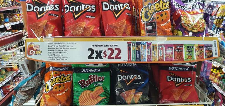 Oxxo: Doritos/Chetos 2 x $22