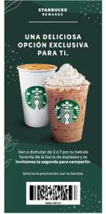 Starbucks 2x1 en bebidas seleccionadas (de 3 a 7 pm)