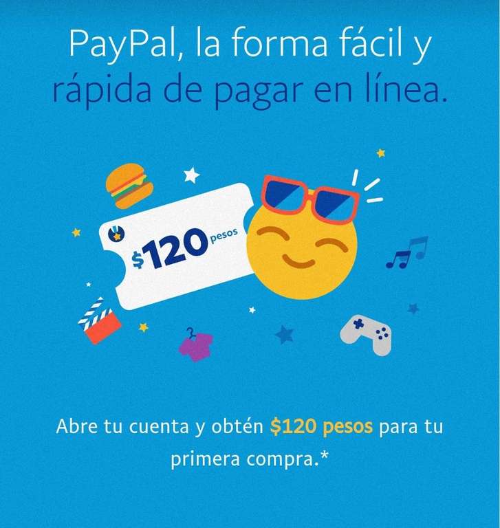 PayPal: Cupón de 120 pesos en tu primera compra