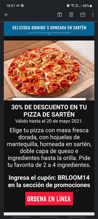 Domino's Pizza: 30% PIZZA SARTEN 2-4 INGREDIENTES