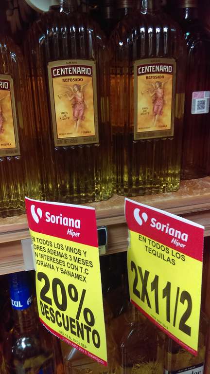 Soriana: Hasta 40% en tequilas,  doble promoción 20% + 2x1 y medio