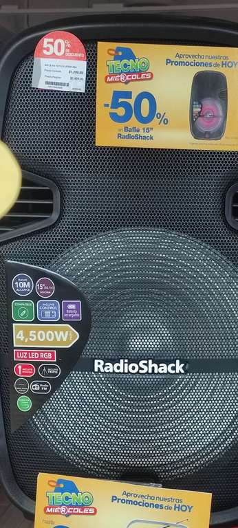Radioshack: Bafle 15" y más Tecno miercoles