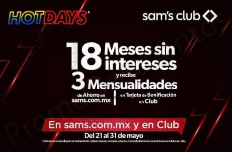 Hot Days 2021 en Sam's Club: Promociones/Bonificación Bancarias