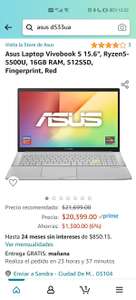 Amazon: Asus Laptop Vivobook S 15.6", Ryzen5-5500U, 16GB RAM, 512SSD (Con cupón Amazon y TDC Banorte)