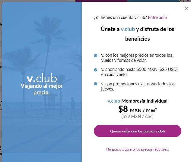 Volaris: membresía v. CLUB a 99 pesos en compra de vuelo