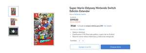 Walmart: Super Mario Odyssey Nintendo Switch Edición Estandar