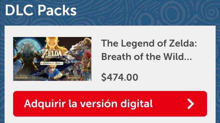 Nintendo eshop México, DLC The Legend of Zelda breath of the wild
