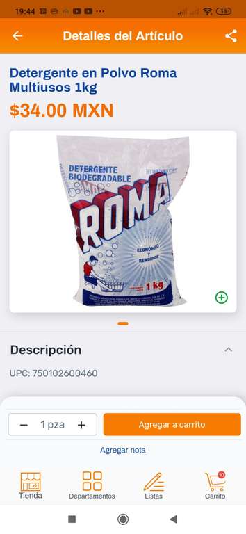Chedraui : Detergente multiusos Roma 1kg $24.95