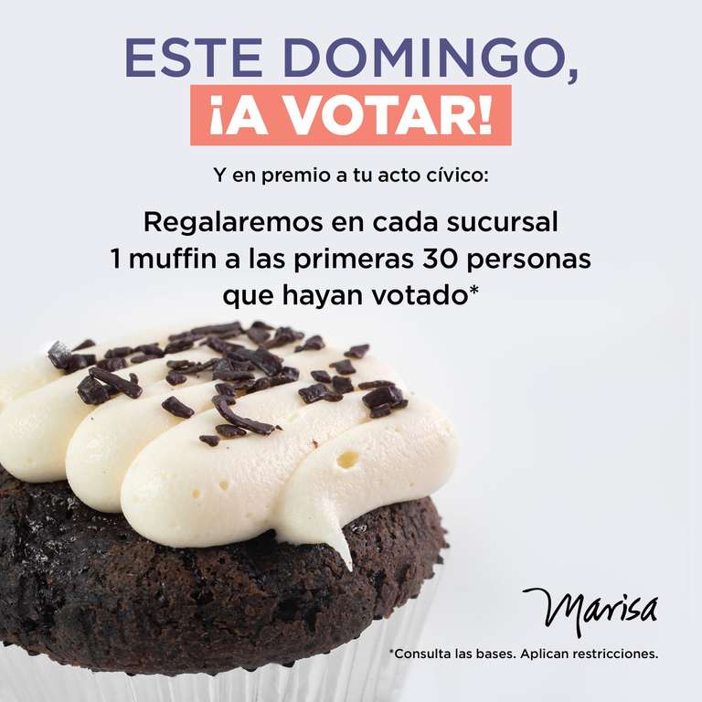 Marisa Pastelerias: Muffin Gratis después de Votar