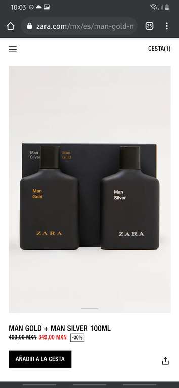 Zara: Loción ZARA GOLD "2 x 1"