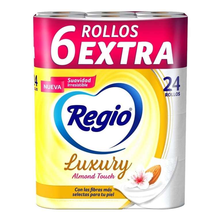 Walmart: Papel higiénico Regio Luxury Almond Touch 24 rollos con 205 hojas dobles c/u
