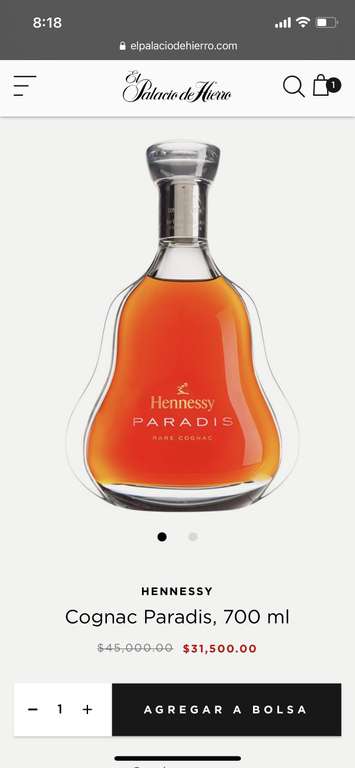 El Palacio de Hierro: Cognac Hennessy Paradis 700ml