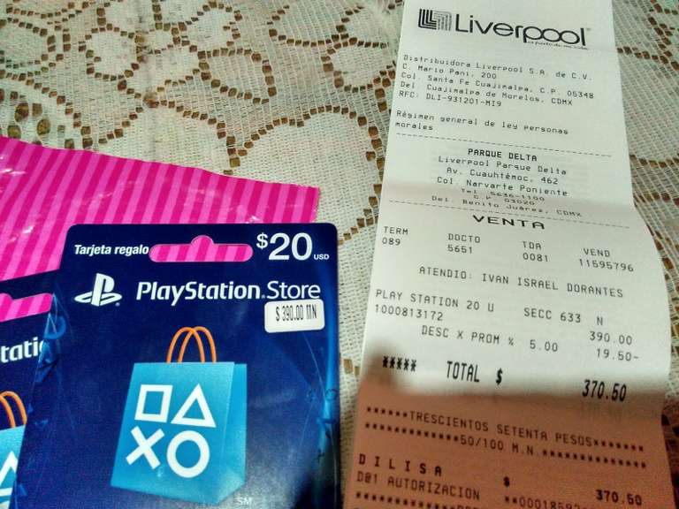 Liverpool, Play Station Network Card 5% de descuento.