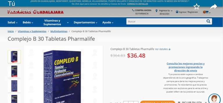 Farmacias Guadalajara: Complejo B Tabletas Pharmalife