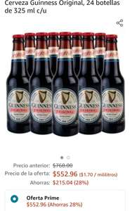 Amazon: Cerveza Guinness 24 botellas