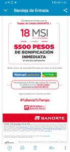 Recibe $500 pesos de bonificación inmediata con Tarjeta de Crédito Banorte en Walmart y Bodega Aurrera. compra mínima $4,000