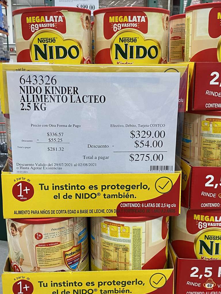 Leche Nido Kínder 2.5 kg a $275.00 en Costco Lindavista