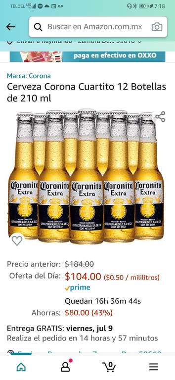 Amazon cerveza Corona de cuartito, pa andar bien Toretto