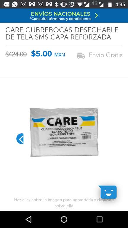 Farmacias San Pablo: 50 cubrebocas Care tricapa por $5