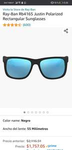 Amazon: Ray-Ban Rb4165 Justin Polarized Rectangular Sunglasses