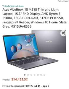 Amazon, Laptop, Asus vivobook 15 ryzen 5 5500u y 16gb RAM.