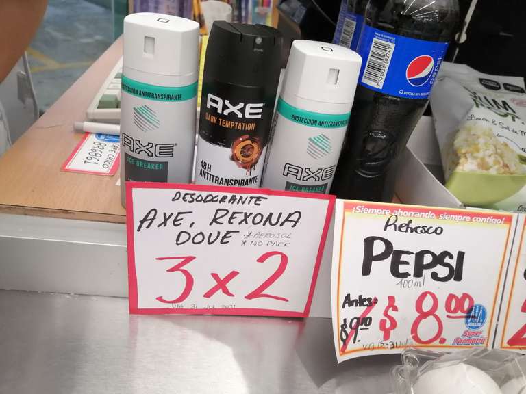 Desodorantes Axe, Dove y Rexona al 3x2 en Farmacia Guadalajara