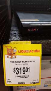 Walmart Toluca Satin: reproductor DVD Sony SR510 a $319.01, Cable HDMI 2M Monster a $199.01, Cable coaxial Steren a $3.01