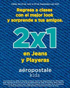 Promoción Aeropostale Kids Regreso a Clases: 2×1 en jeans y playeras