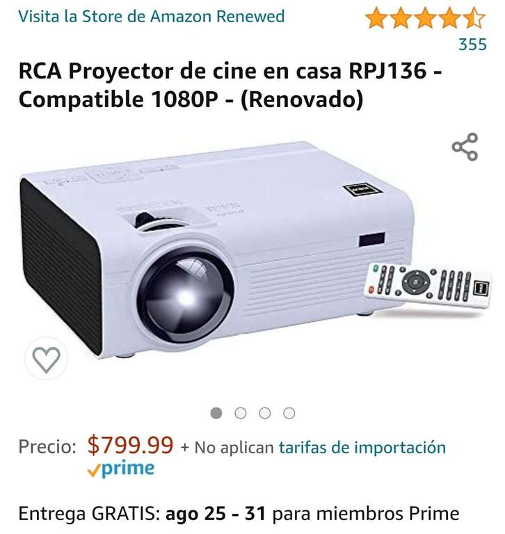 Amazon: Proyector RCA básico, Renewed a precio inmejorable. Compro y después pregunto si sale bueno.