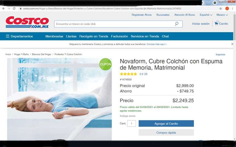 COSTCO Novaform, Cubre Colchón con Espuma de Memoria, Matrimonial 5.0 (3)