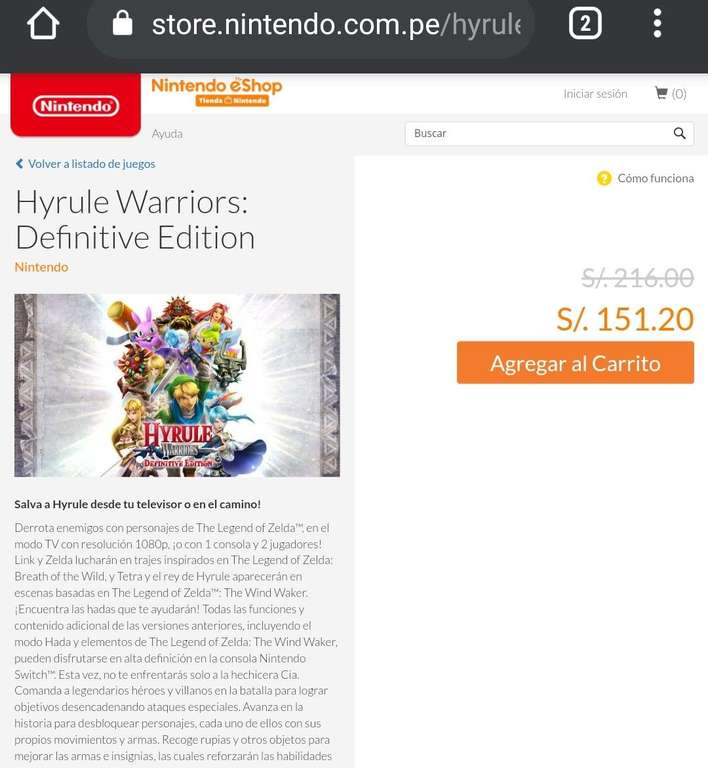 Nintendo eshop Perú: Hyrule Warriors Definitive Edition Switch