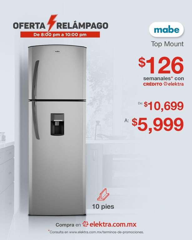 Elektra: Refrigerador Top Mount Mabe 10 Pies Gris