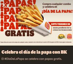 Burger King: Papas GRATIS en la Compra de Cualquier Combo (20-08)