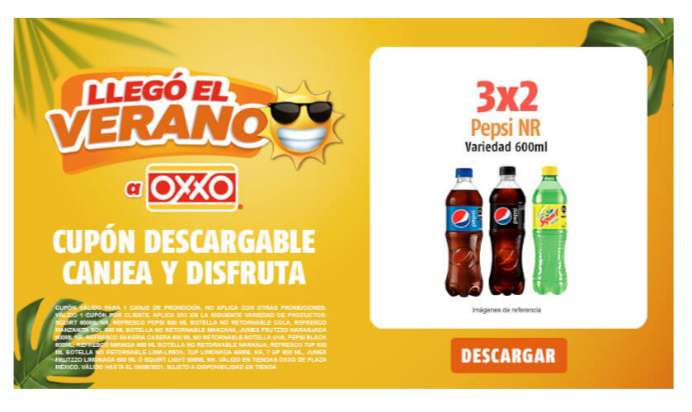 Oxxo: 3x2 variedad de sabores familia Pepsi 600ml