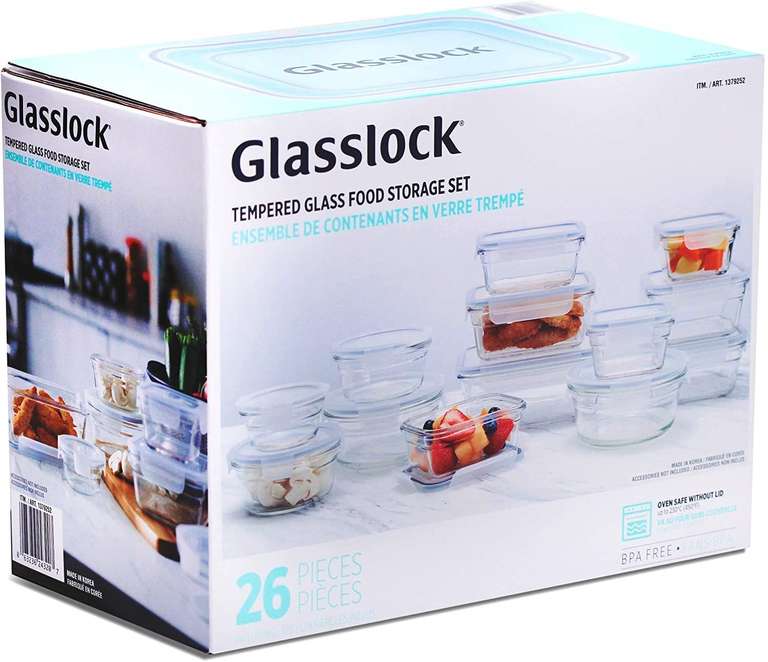 Costco: GlassLock, Juego de Recipientes de Vidrio de 26 piezas (Para el Godín Alfa)