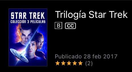 iTunes: Trilogía Star Trek 4K