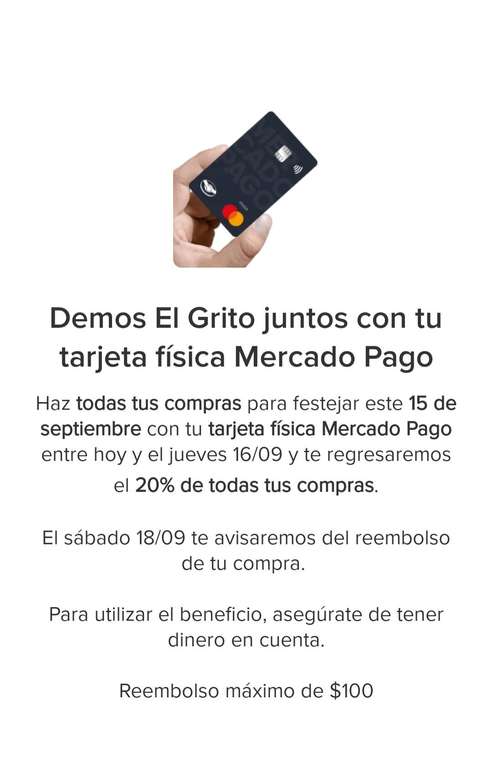 Mercado Pago: 20% de Cashback con tarjeta física Mercado Pago