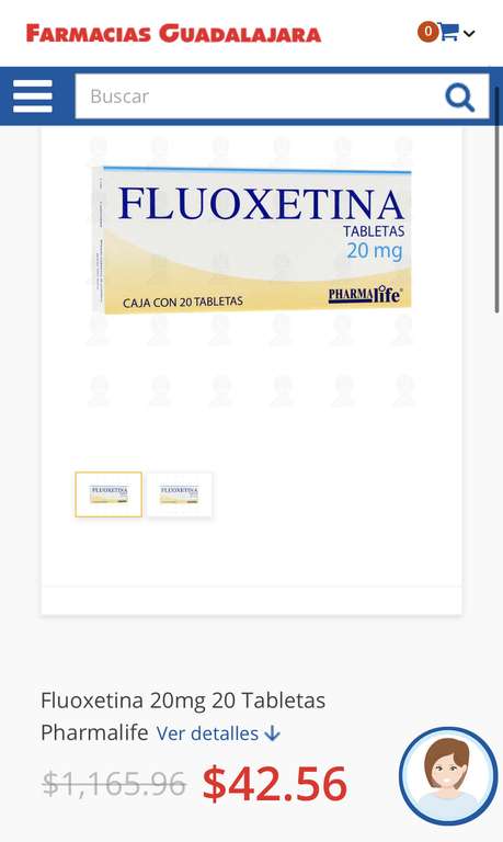 Farmacias Guadalajara: Fluoxetina 20mg 20 Tabletas Pharmalife