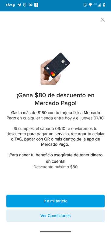 Mercado Pago - Descuento de $80 al comprar con tarjeta física