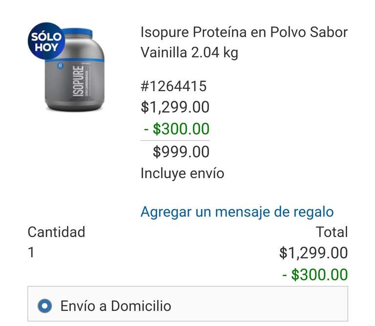 COSTCO | Isopure Proteína en Polvo Sabor Vainilla 2.04 kg/Chocolate
