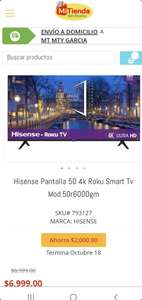 Mi Tienda del Ahorro: Hisense Pantalla 50 4k Roku Smart Tv Mod.50r6000gm