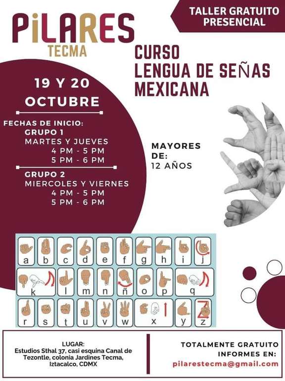 Pilares CDMX: Curso-taller Lengua de Señas Mexicana (LSM) gratuito
