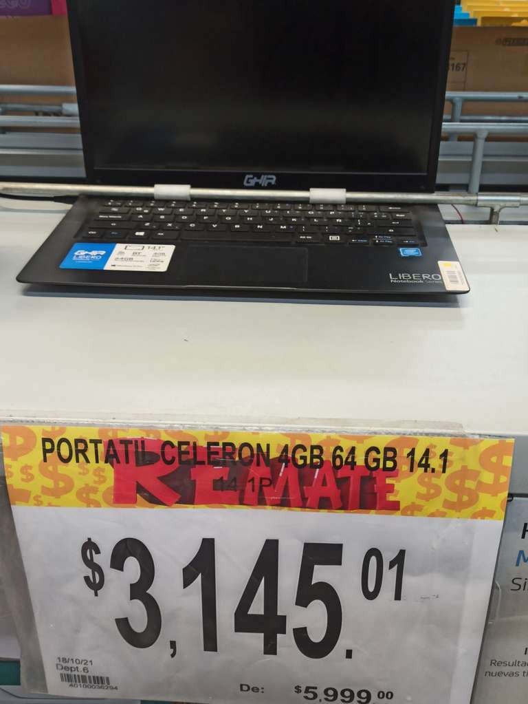 Bodega Aurrerá laptop Ghia en su última liquidación $3145.01